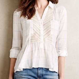 Maeve Plaid & Lace Blouse